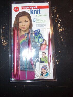 Boye Learn to Knit in the Round Circular Knitting Needle Kit, 10 Patterns